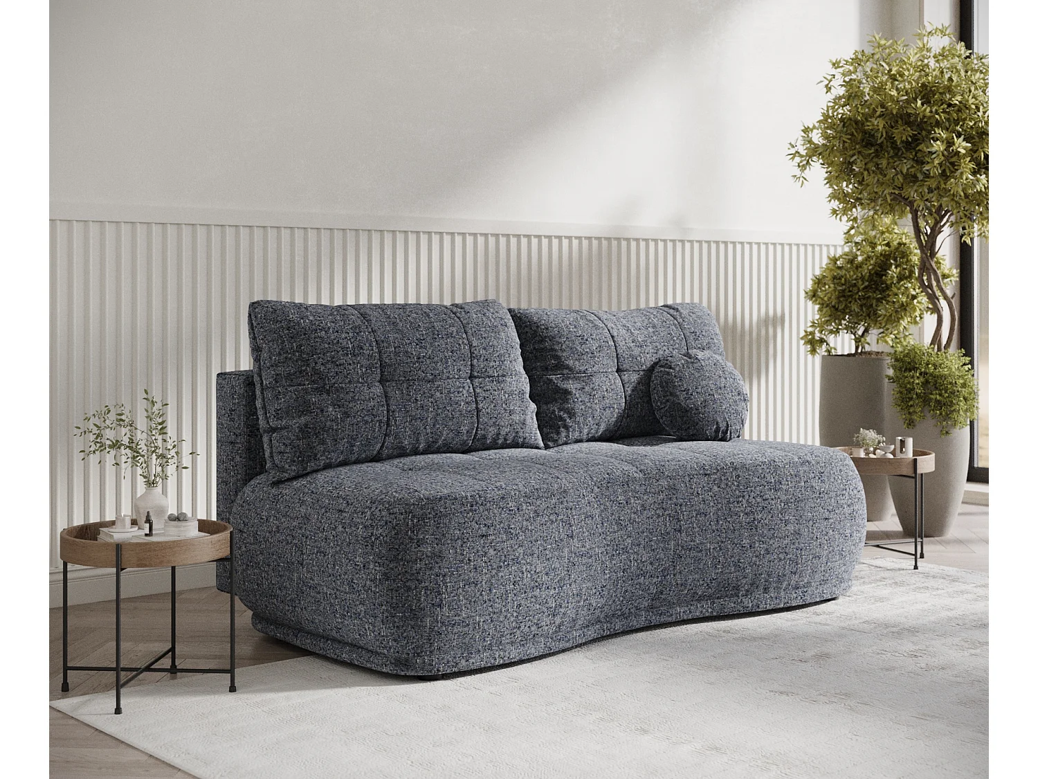 Canapé convertible Cirrus - toile tissée - 3 places - bleu marine