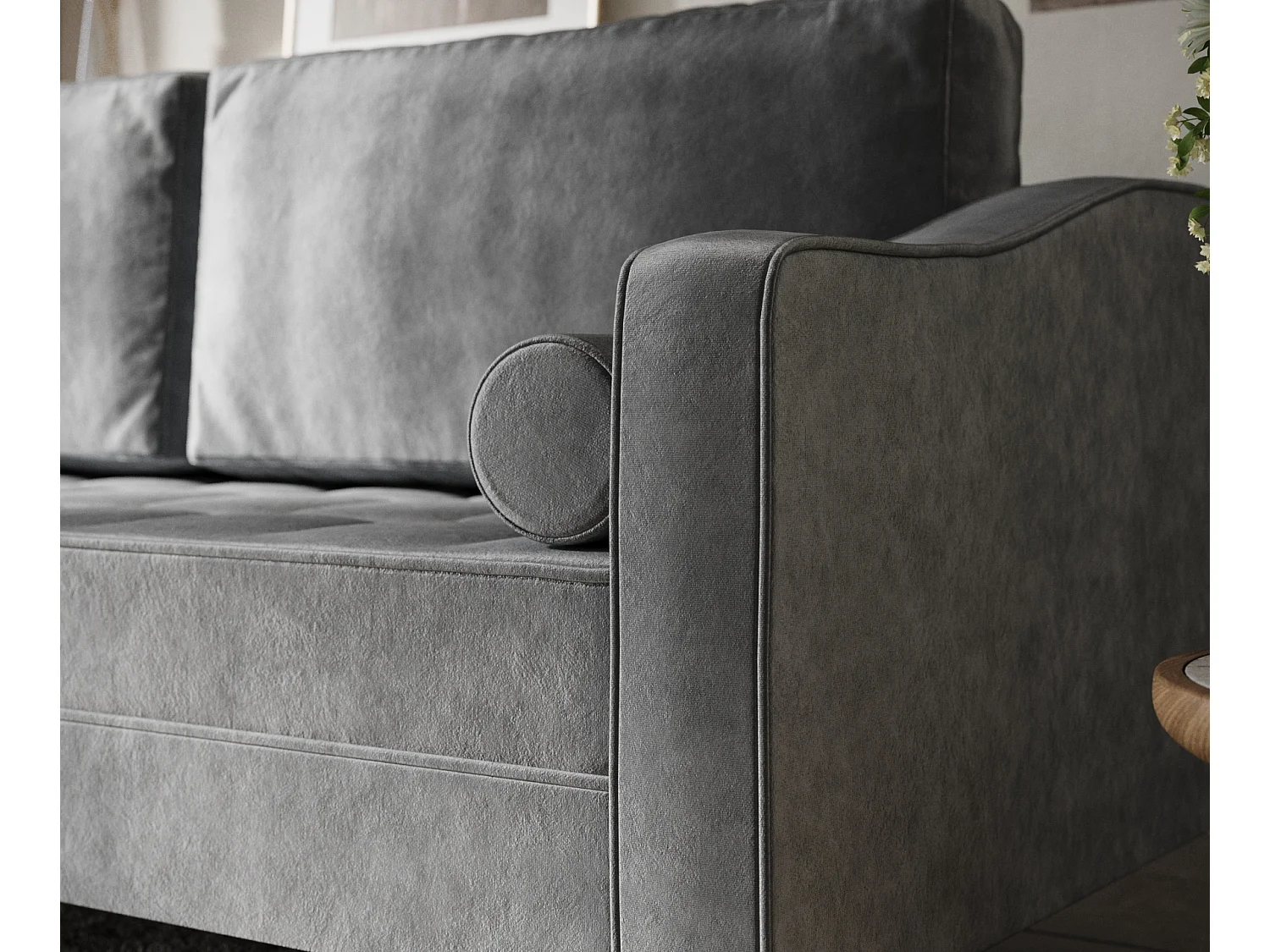 Canapé convertible Zyia - velours - 3 places - gris