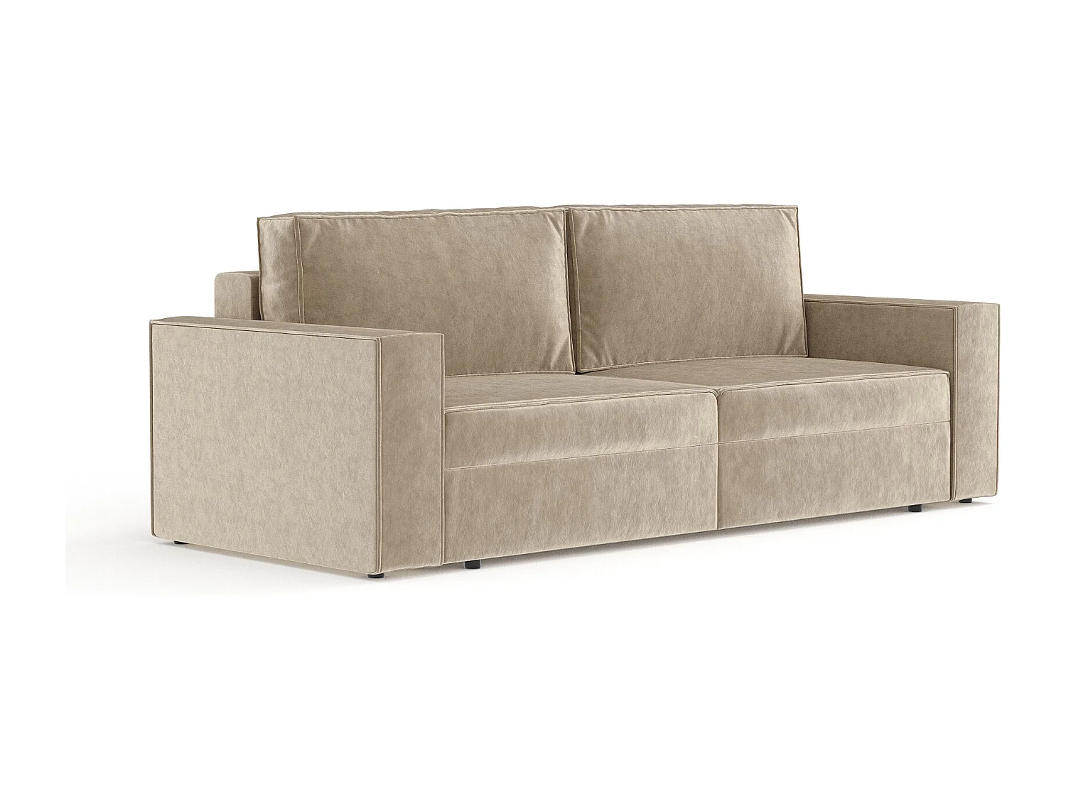 Canapé convertible Leo - velours - 3 places - beige