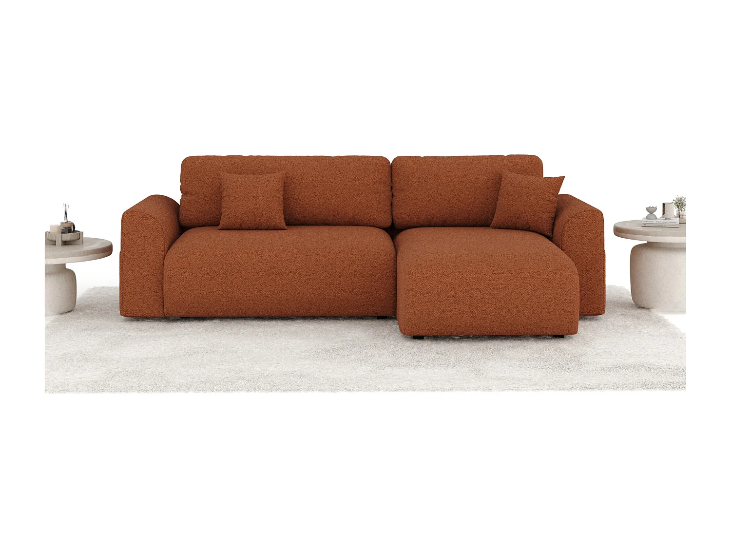 Canapé d'angle convertible Bodega - toile tissée - 4 places - couleur cuivre