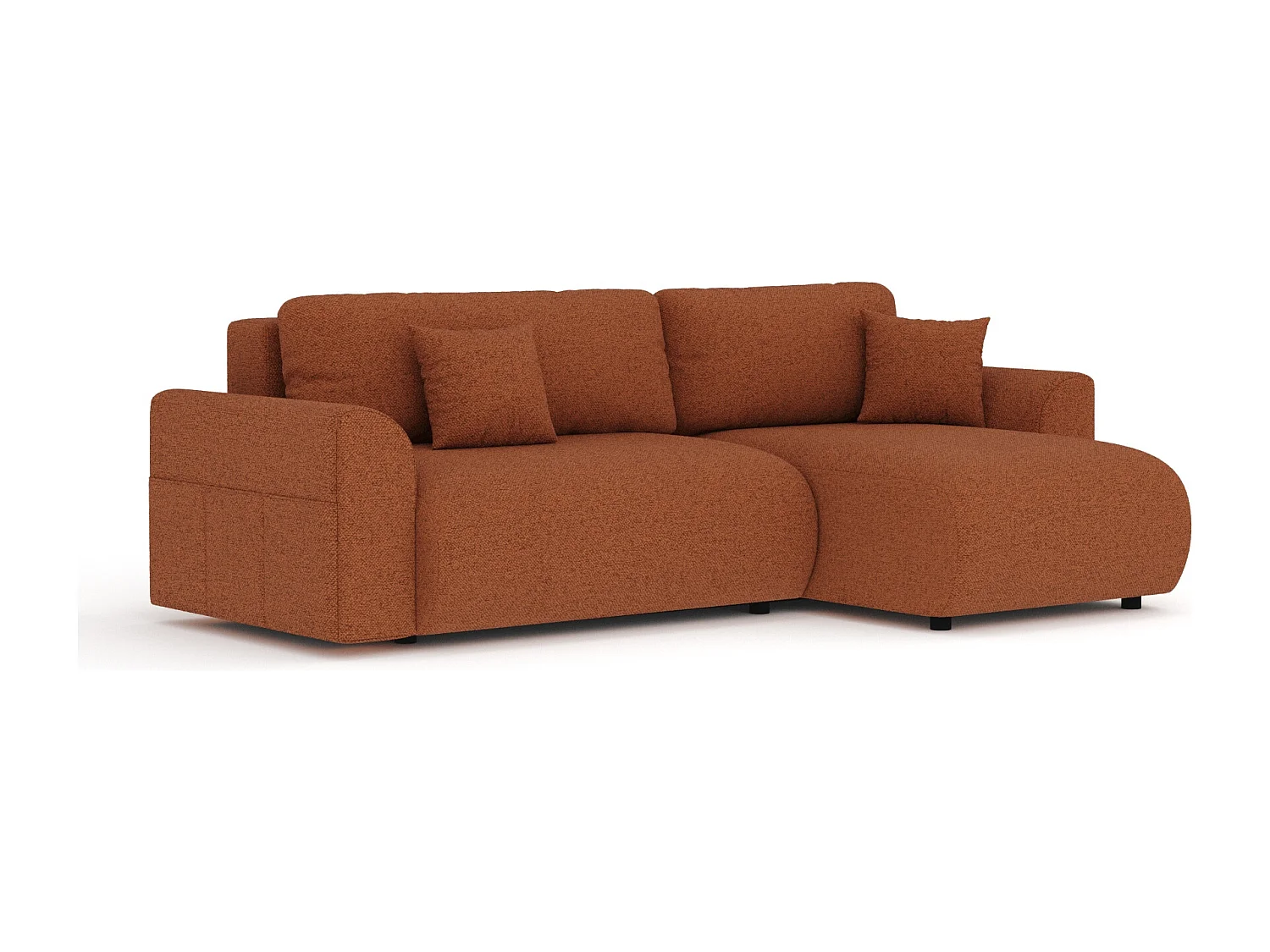 Canapé d'angle convertible Bodega - toile tissée - 4 places - couleur cuivre