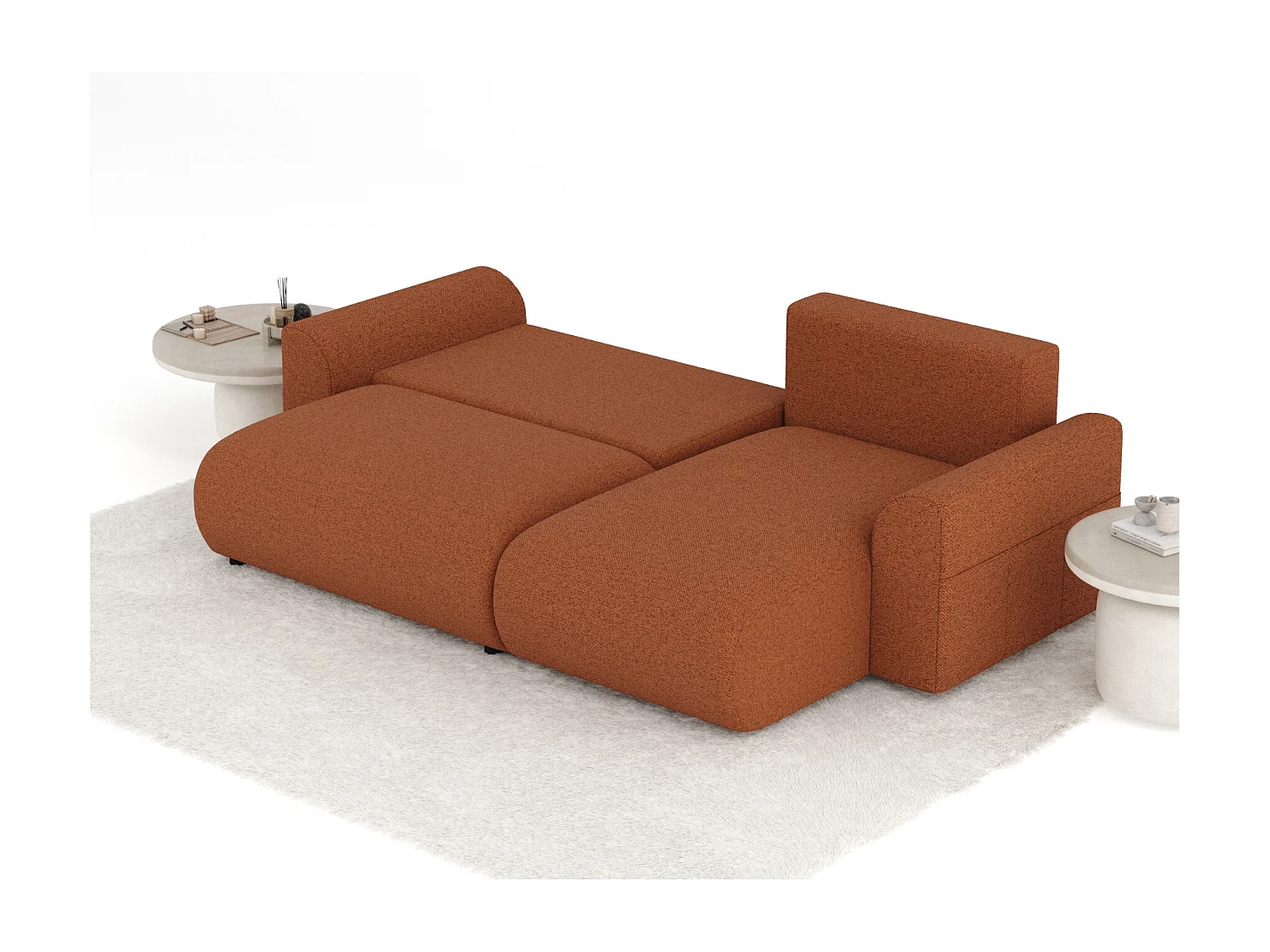 Canapé d'angle convertible Bodega - toile tissée - 4 places - couleur cuivre