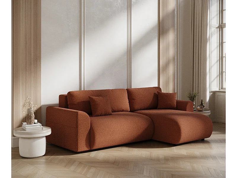 Canapé d'angle convertible Bodega - toile tissée - 4 places - couleur cuivre