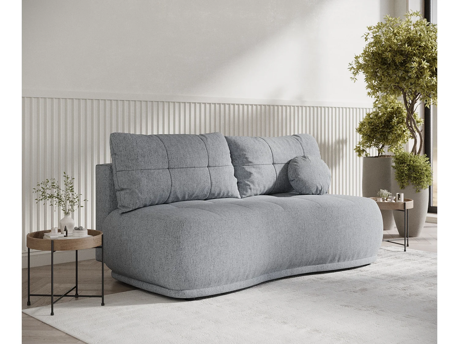 Canapé convertible Cirrus - toile tissée - 3 places - gris