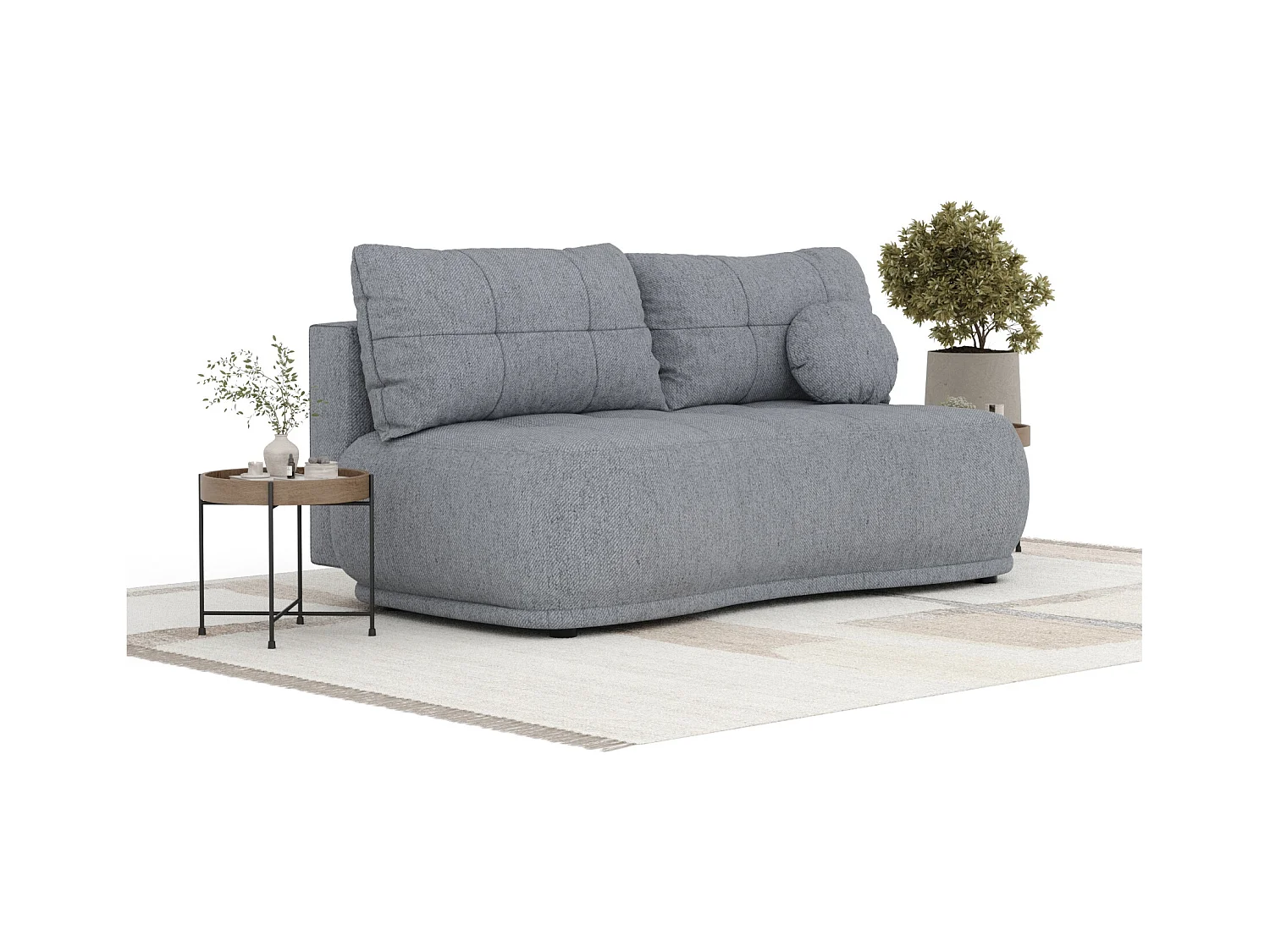 Sofa mit Schlaffunktion Cirrus - Webstoff - Drei-Personen - grau