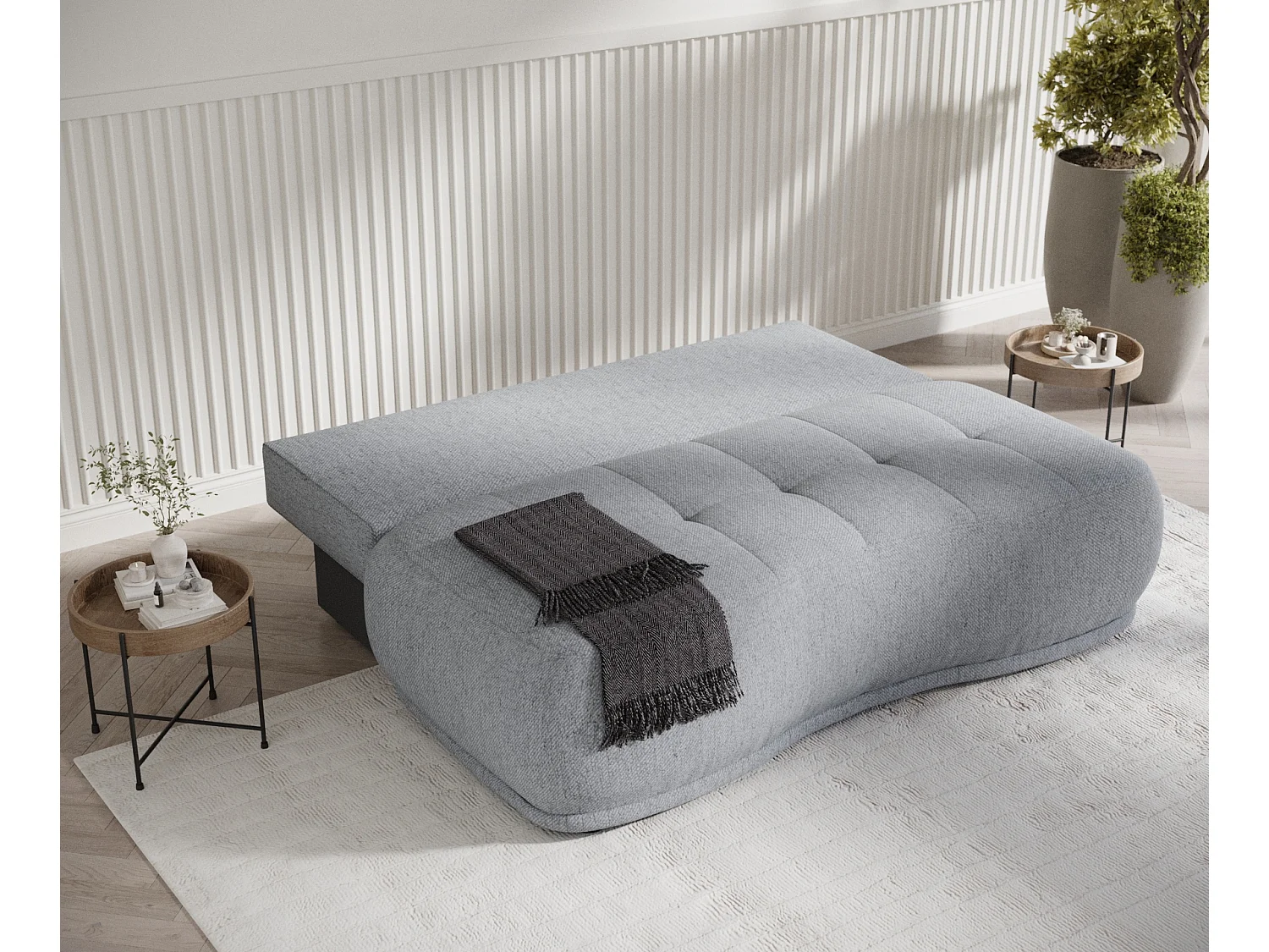 Canapé convertible Cirrus - toile tissée - 3 places - gris