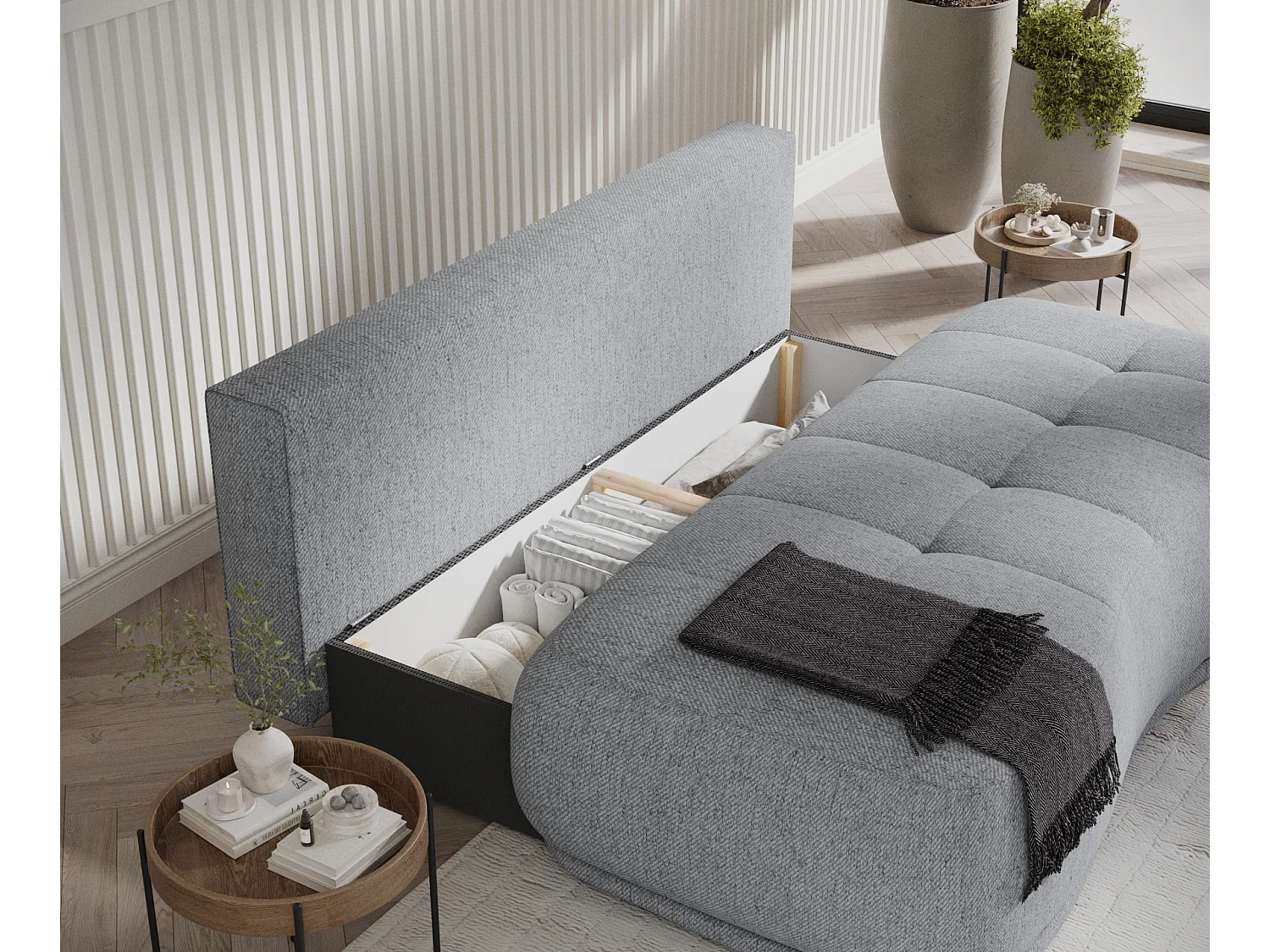 Canapé convertible Cirrus - toile tissée - 3 places - gris