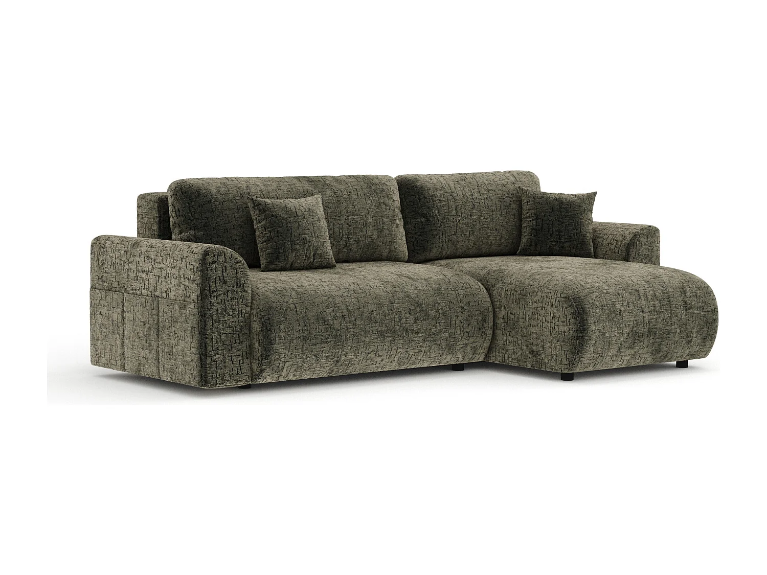 Canapé d'angle convertible Bodega - chenille - 4 places - vert olive