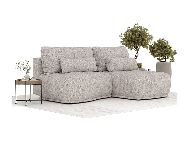 Hoekbank met slaapfunctie van geweven stof Batu - 3 plaatsen - lichtbruin