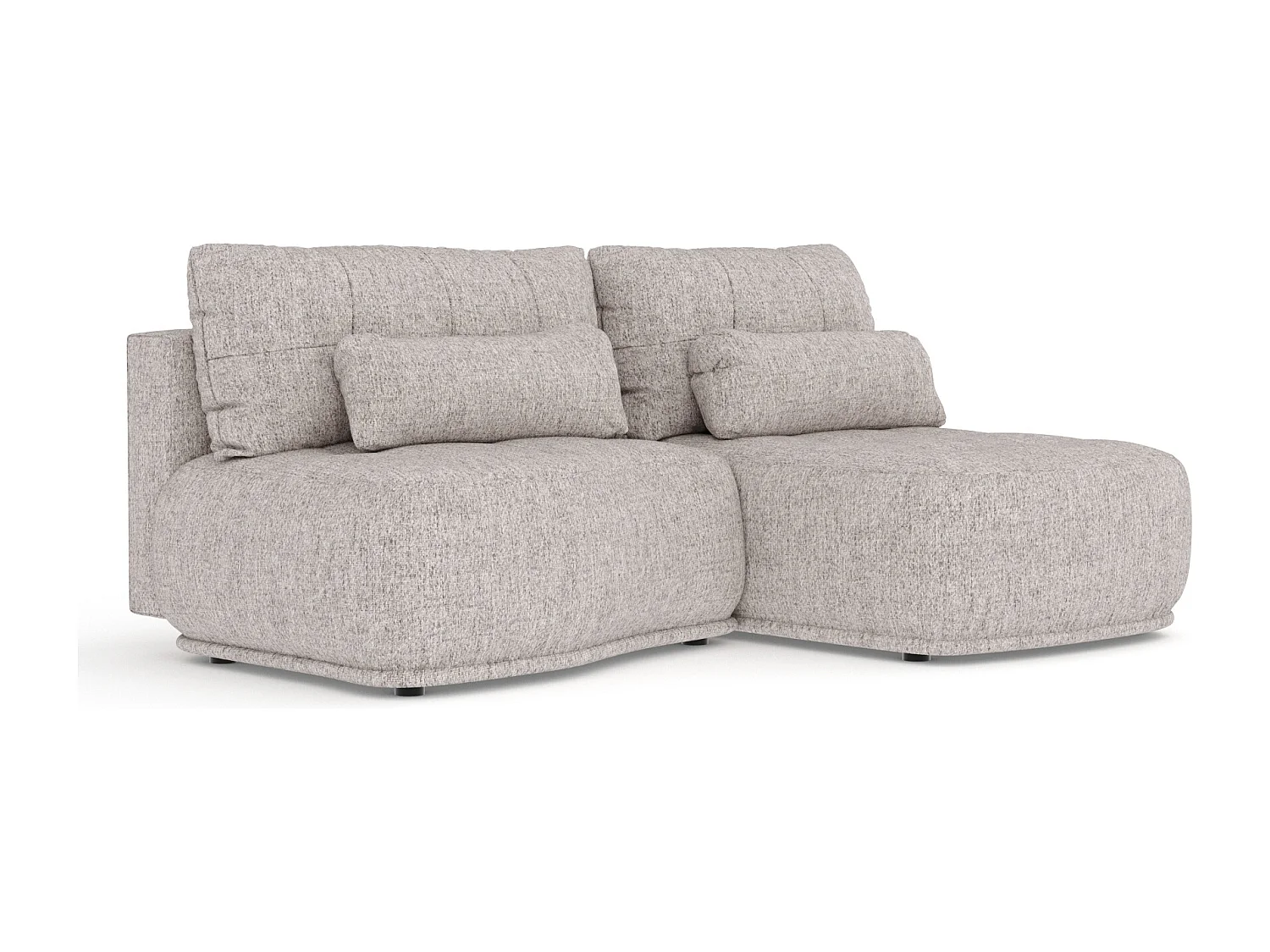 Canapé d'angle convertible Batu - toile tissée - 3 places - brun clair