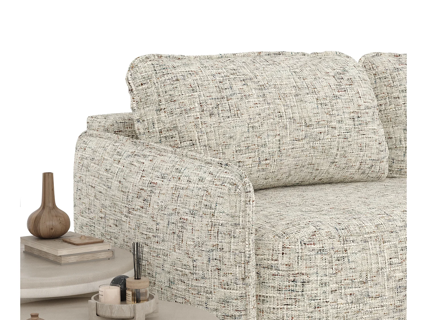 Canapé convertible Mitsis - toile tissée - 3 places - beige mélangé