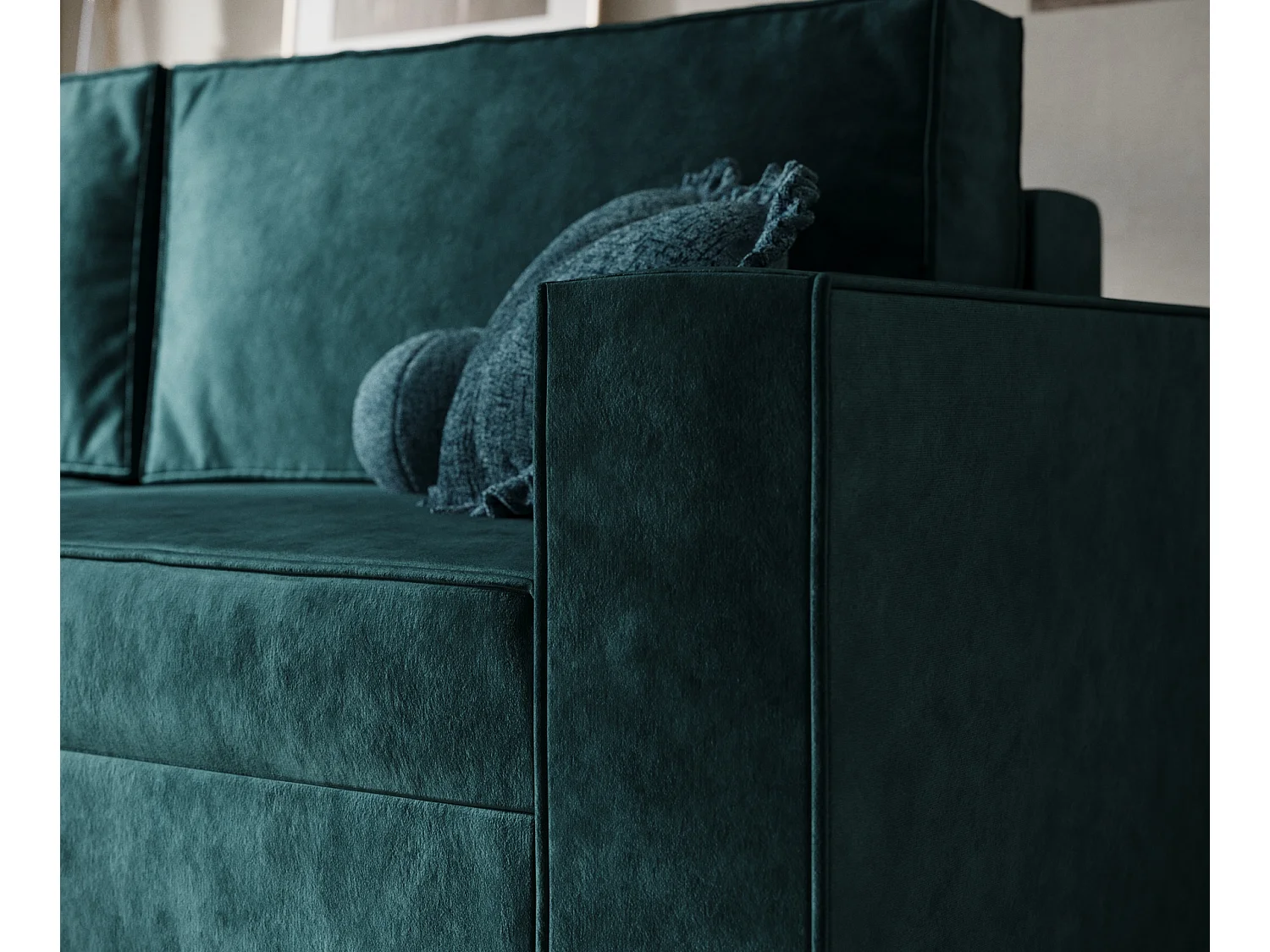 Canapé convertible Leo - velours - 3 places - turquoise