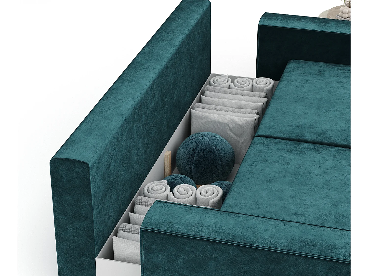 Canapé convertible Leo - velours - 3 places - turquoise