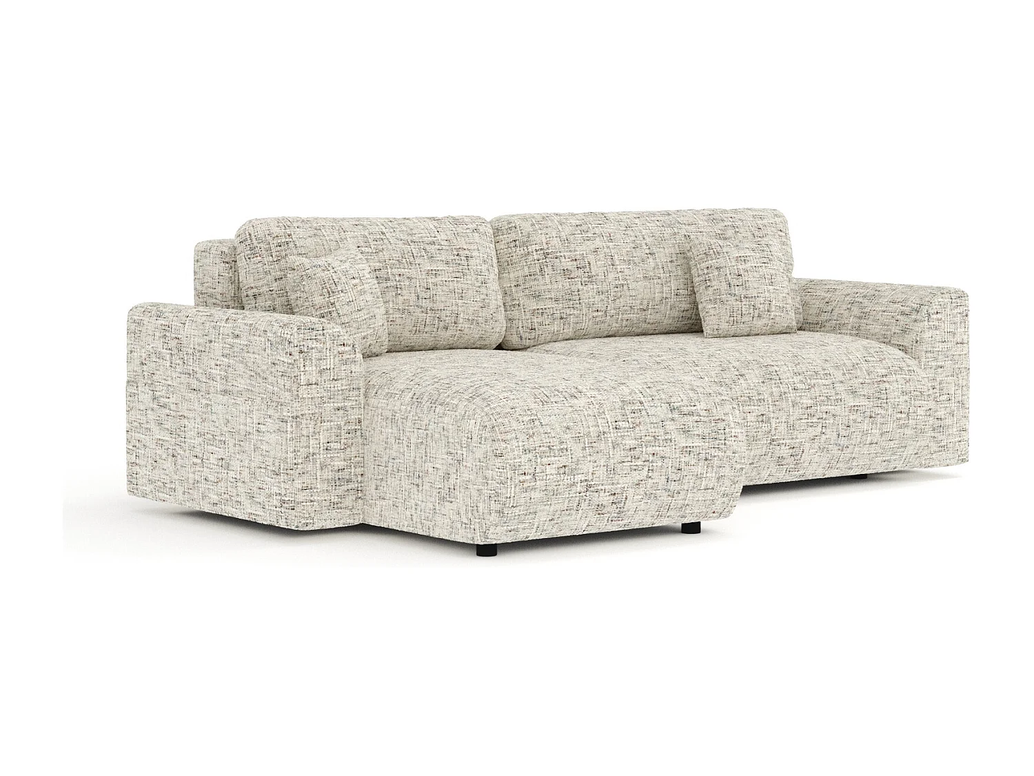 Canapé d'angle convertible Bodega - toile tissée - 4 places - beige mélange