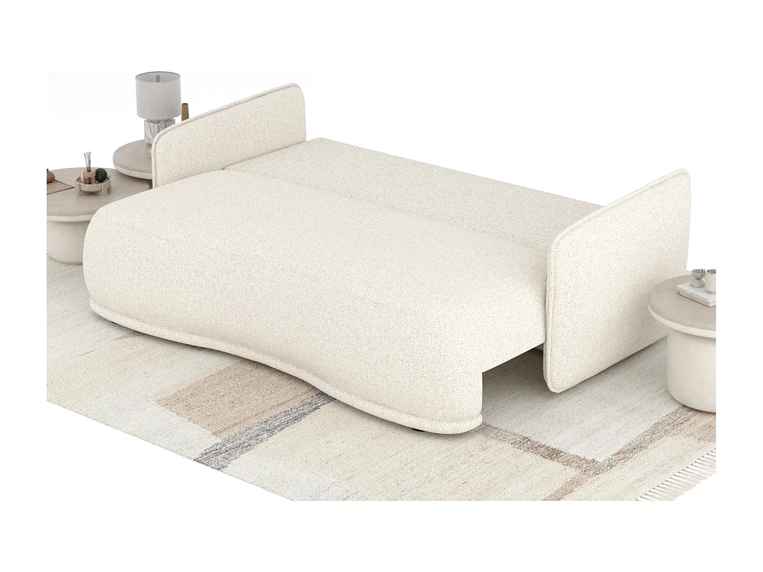 Canapé convertible Mitsis - boucle - 3 places - creme