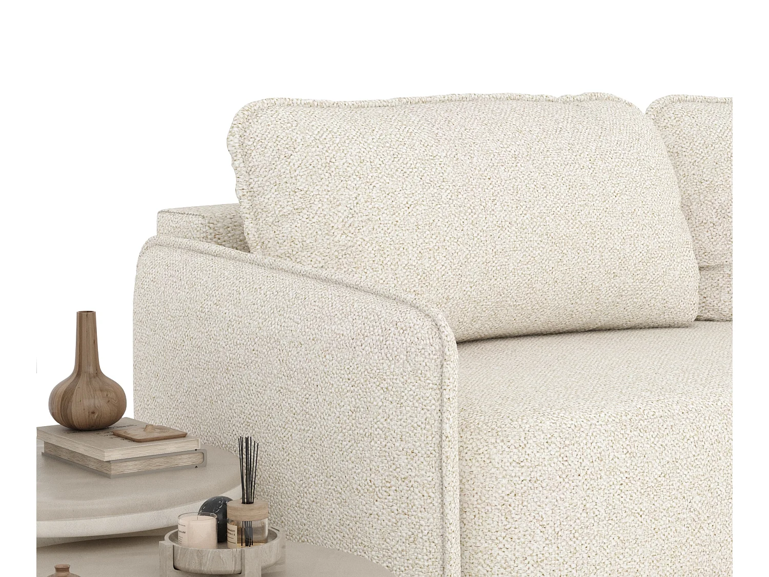 Canapé convertible Mitsis - boucle - 3 places - creme
