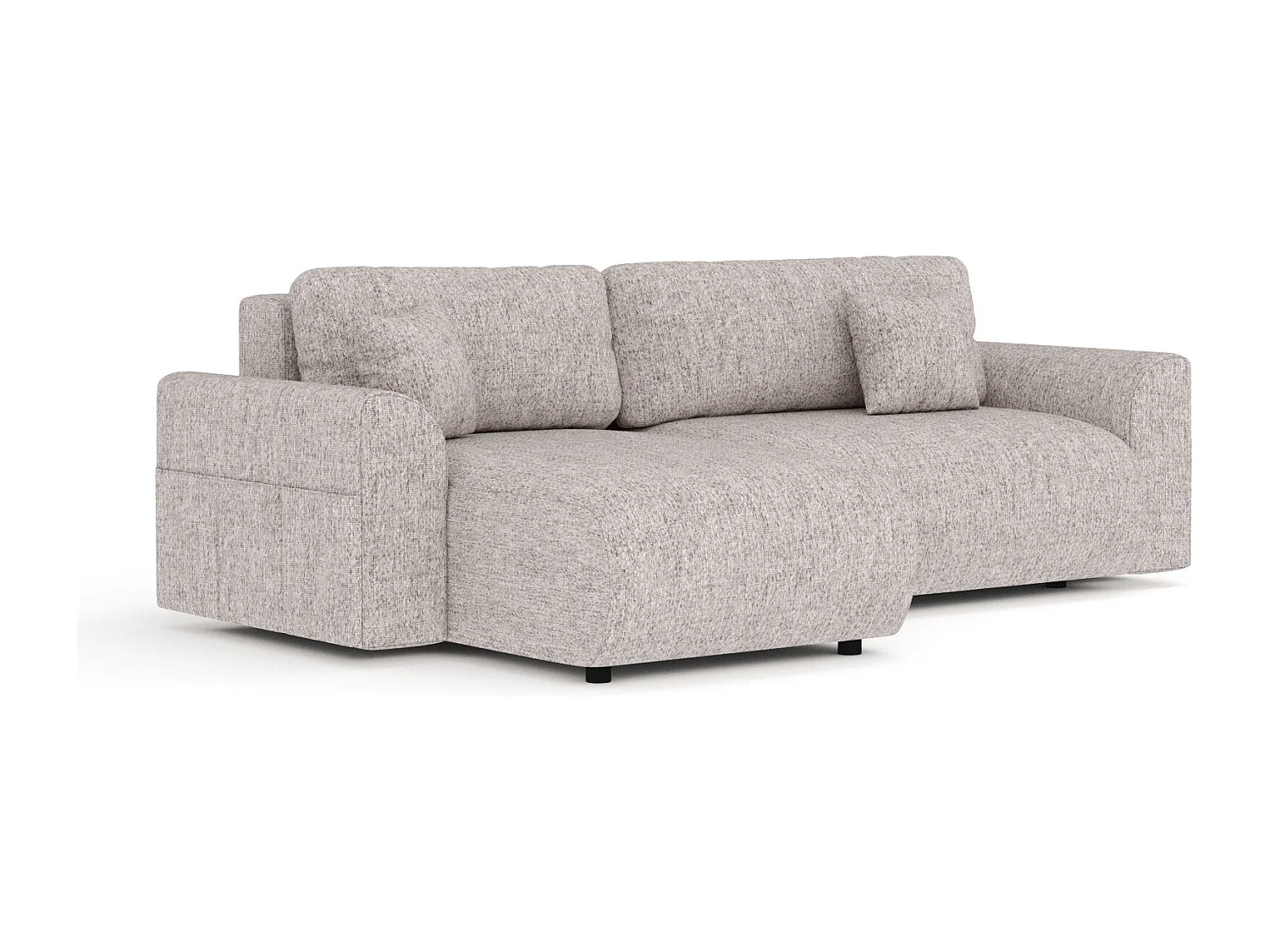 Canapé d'angle convertible Bodega - toile tissée - 4 places - brun claire