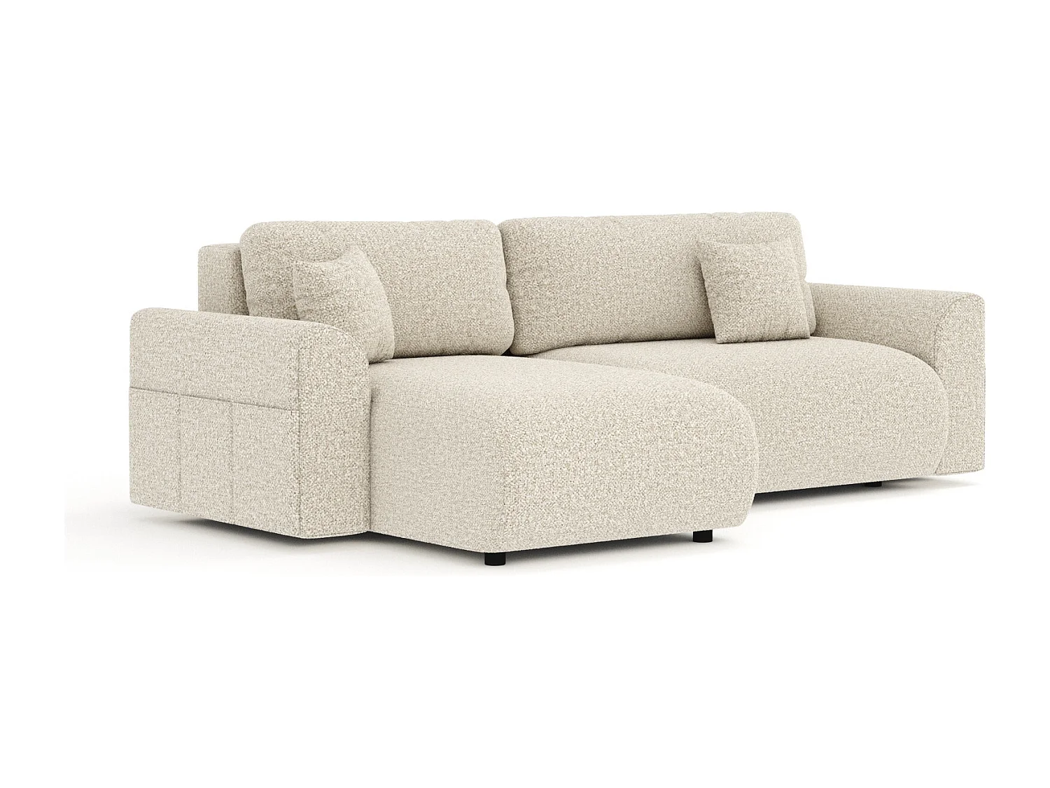 Canapé d'angle convertible Bodega - boucle - 4 places - beige