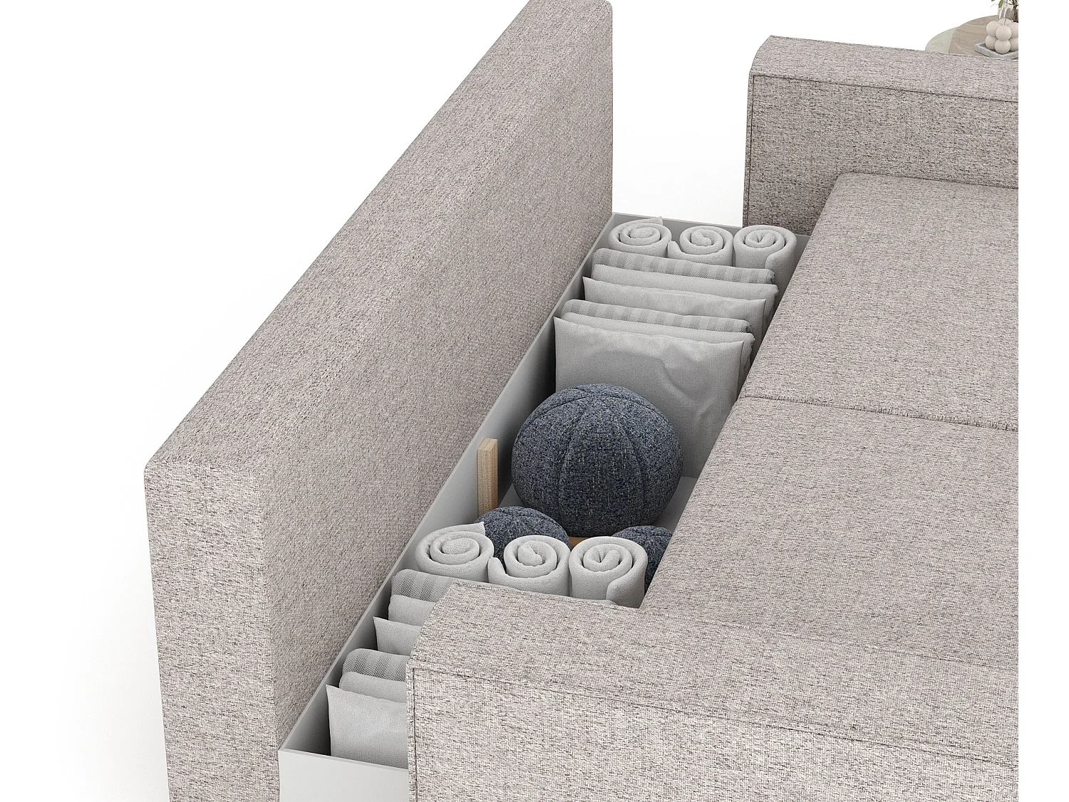 Canapé convertible Leo - toile tissée - 3 places - brun claire