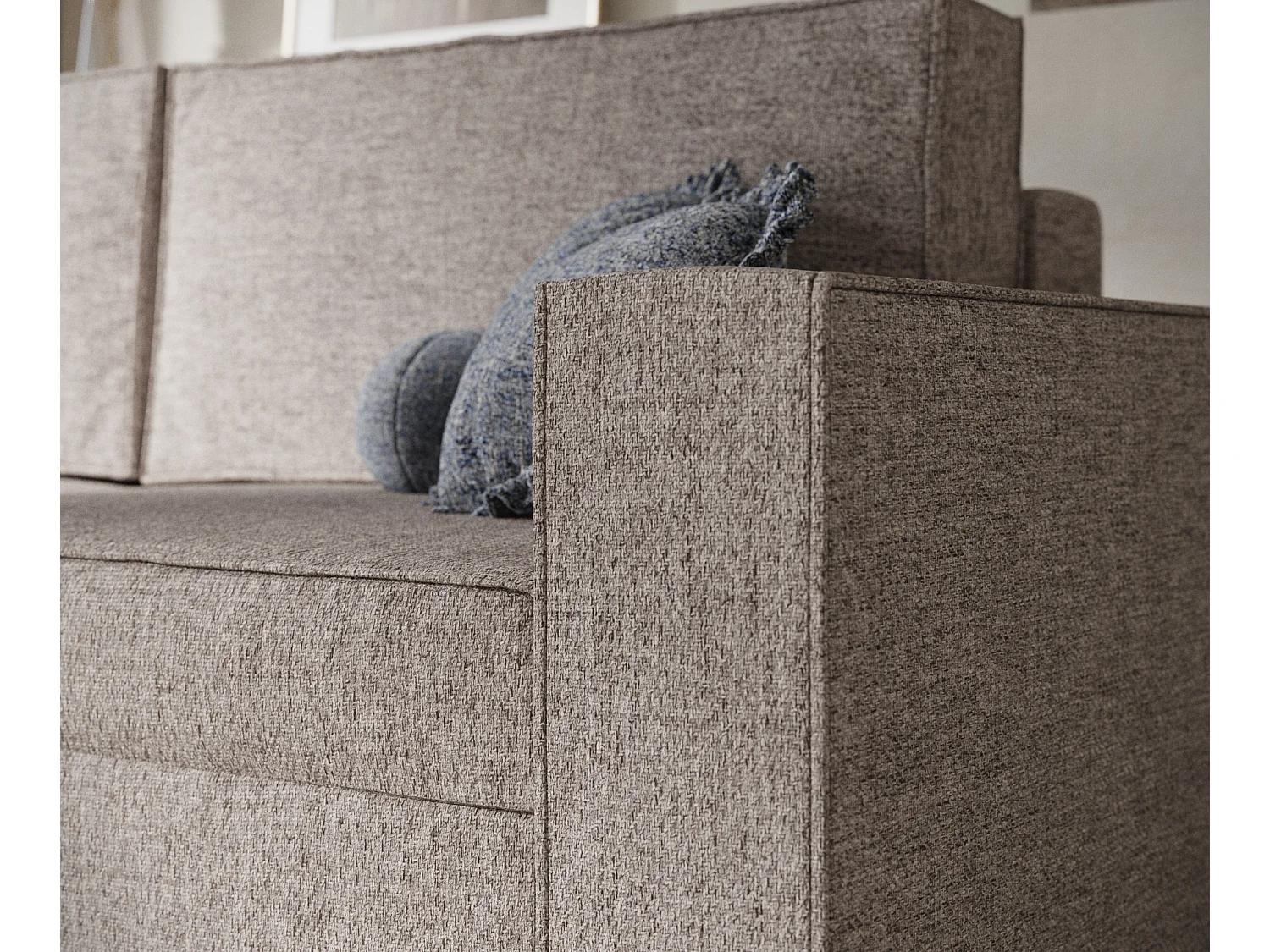 Canapé convertible Leo - toile tissée - 3 places - brun claire