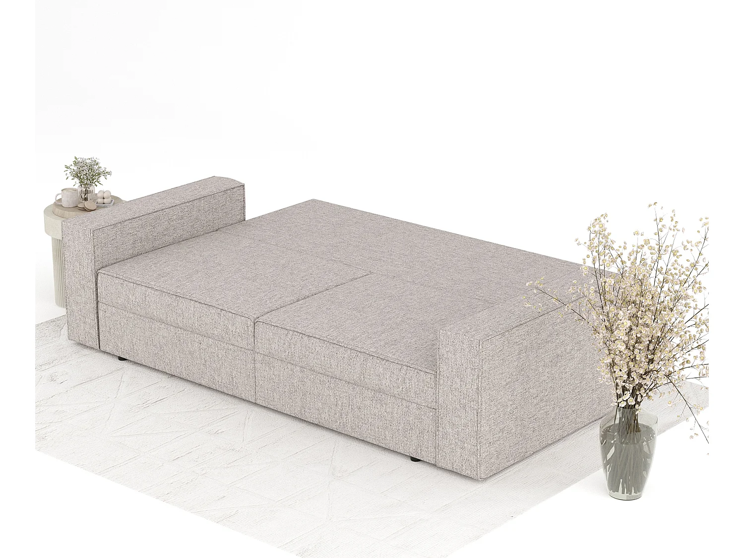 Canapé convertible Leo - toile tissée - 3 places - brun claire