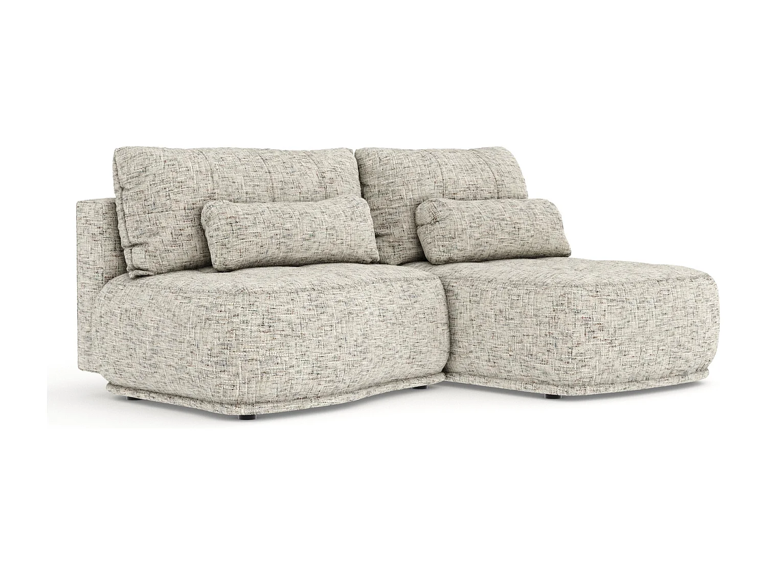 Canapé d'angle convertible Batu - toile tissée - 3 places - beige mélangé