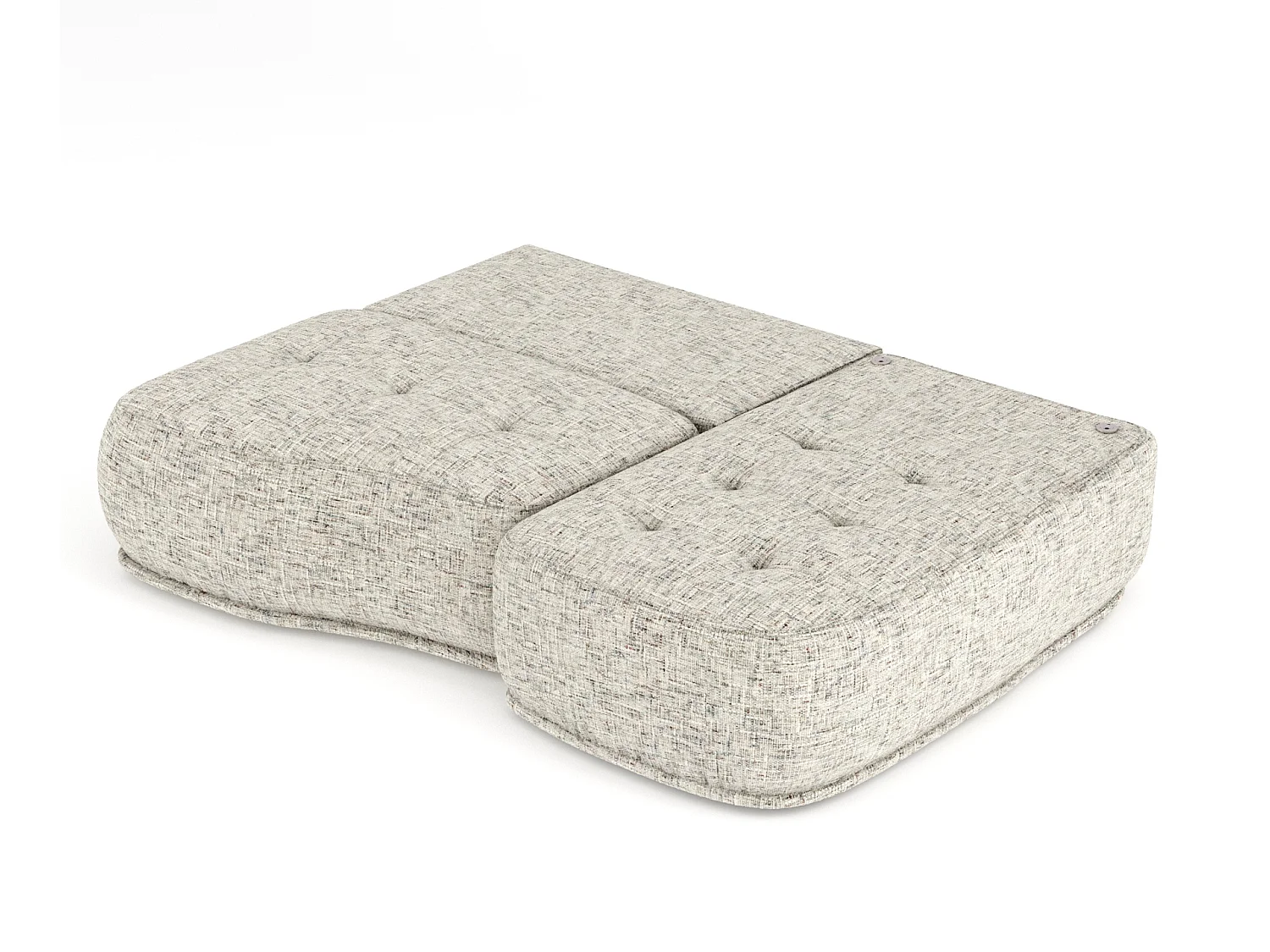 Canapé d'angle convertible Batu - toile tissée - 3 places - beige mélangé