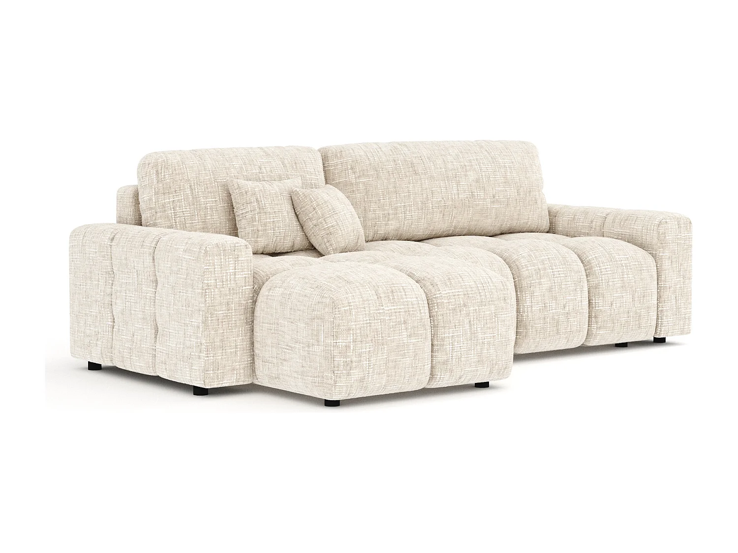 Canapé d'angle convertible Ucci - toile tissée - 4 places - creme