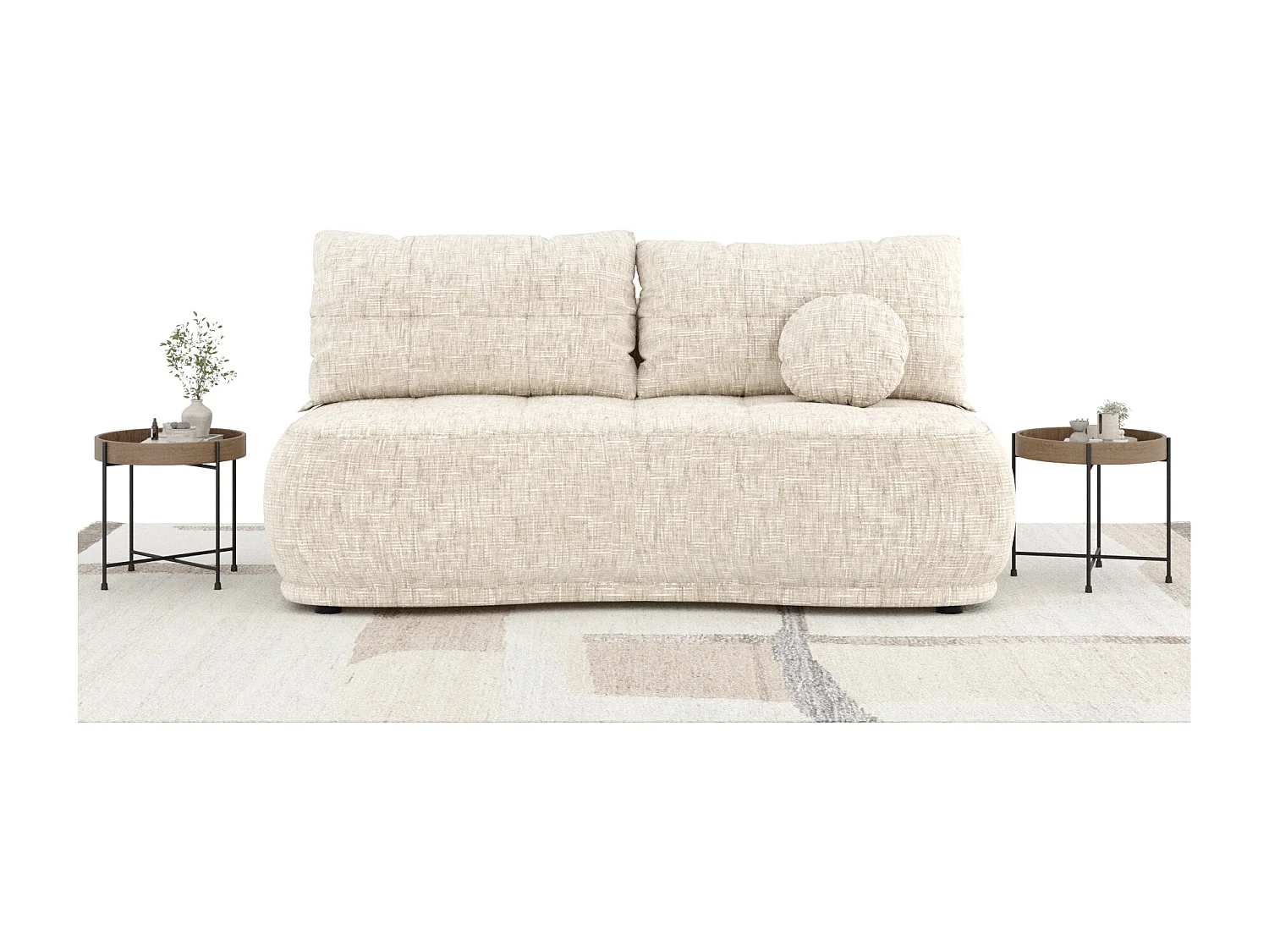 Canapé convertible Cirrus - toile tissée - 3 places - creme