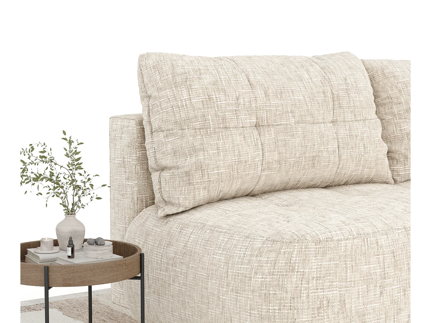 Canapé convertible Cirrus - toile tissée - 3 places - creme