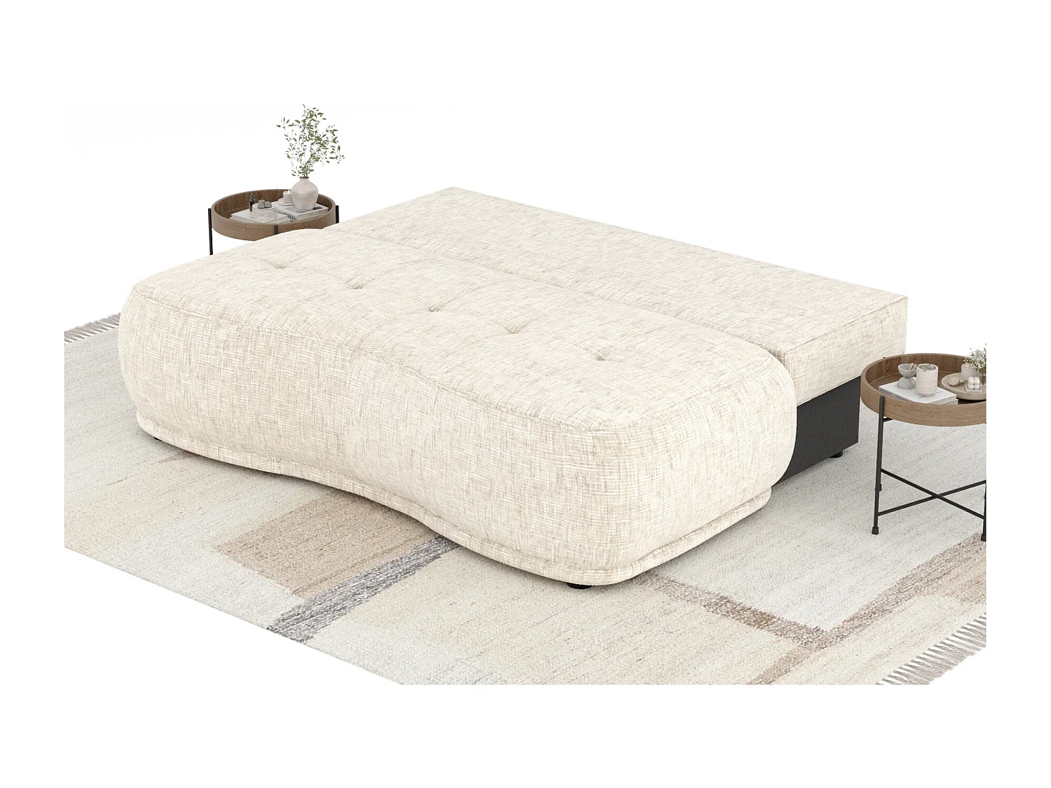 Canapé convertible Cirrus - toile tissée - 3 places - creme