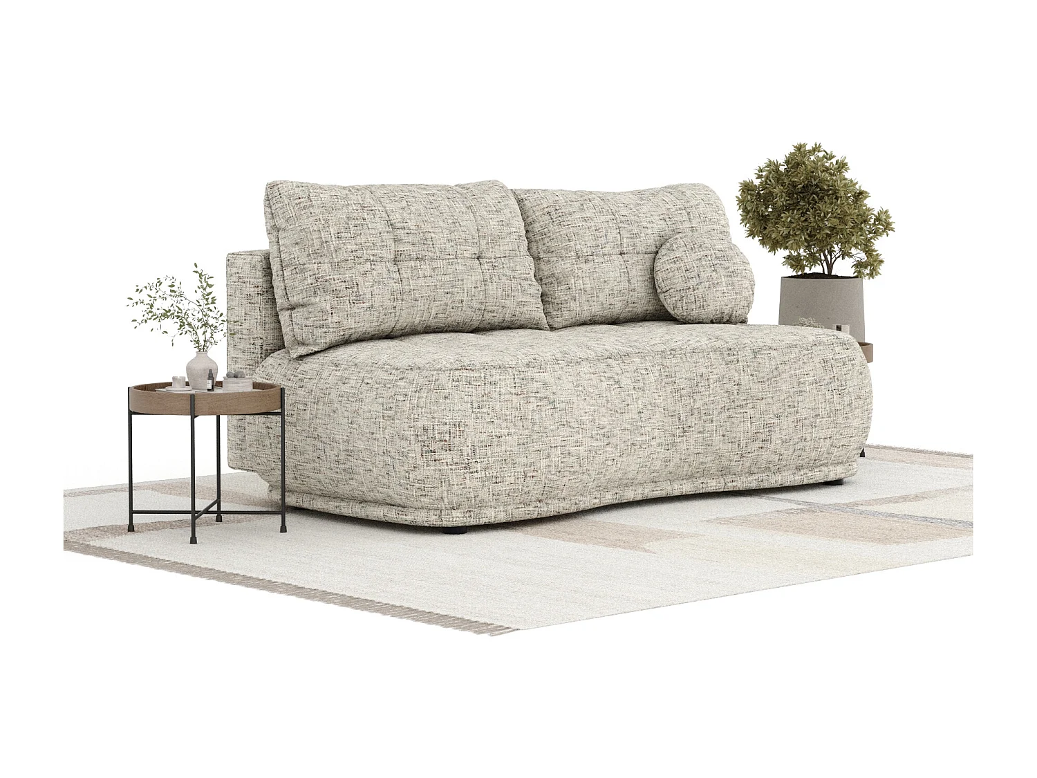 Canapé convertible Cirrus - toile tissée - 3 places - beige mélangé