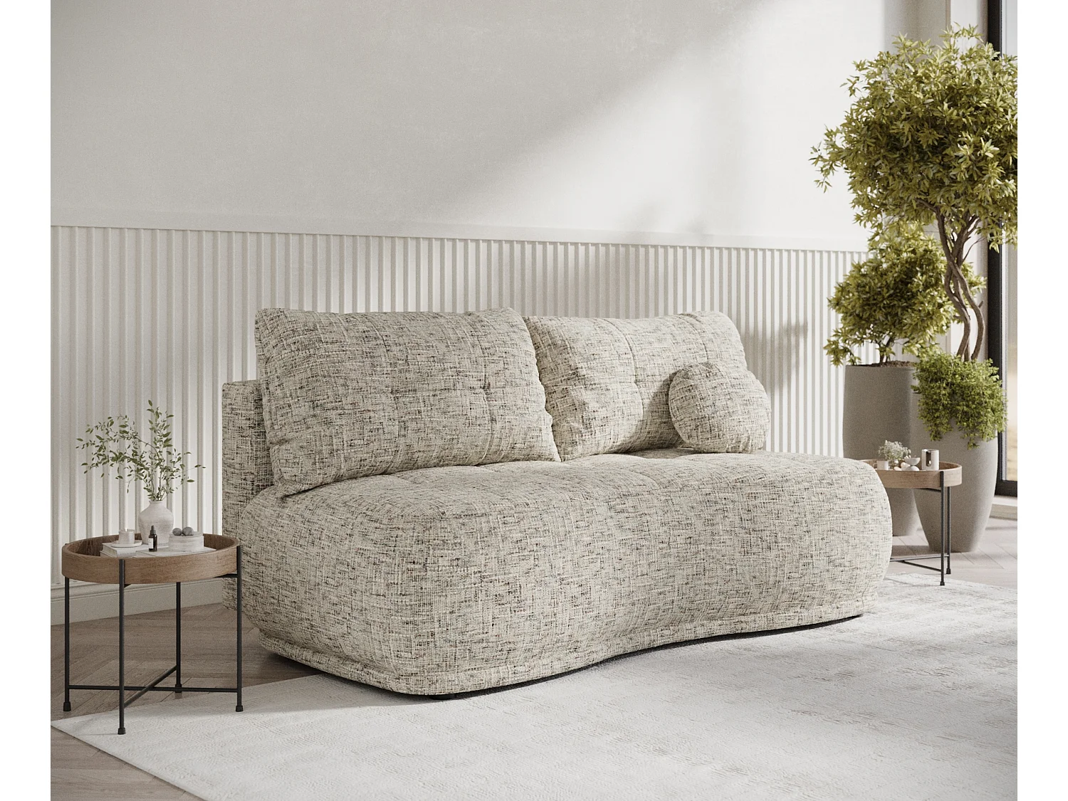 Canapé convertible Cirrus - toile tissée - 3 places - beige mélangé