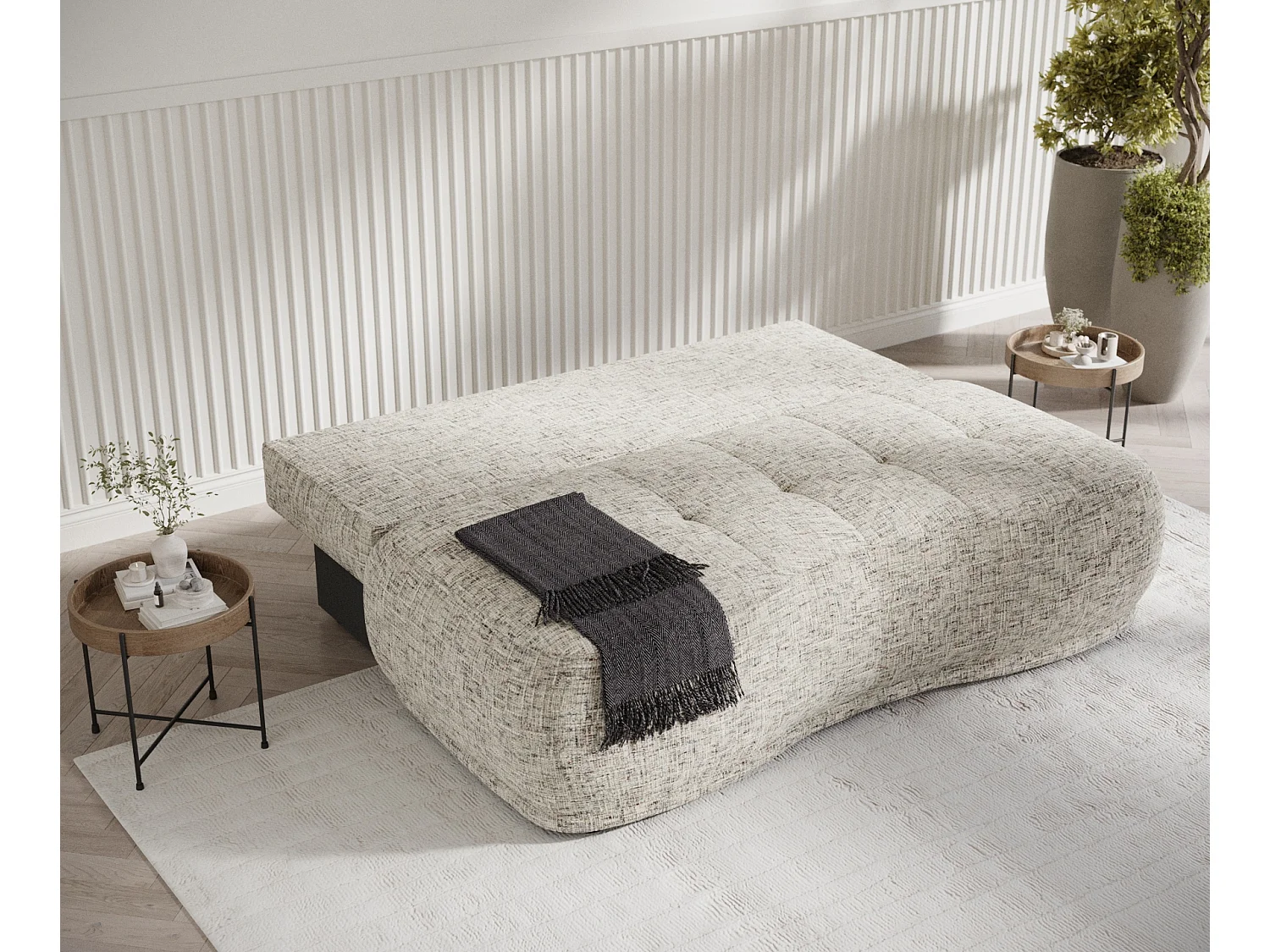 Canapé convertible Cirrus - toile tissée - 3 places - beige mélangé