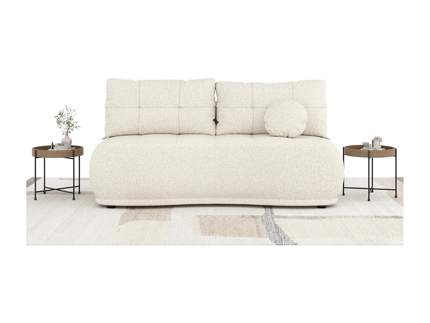 Canapé convertible Cirrus - boucle - 3 places - creme