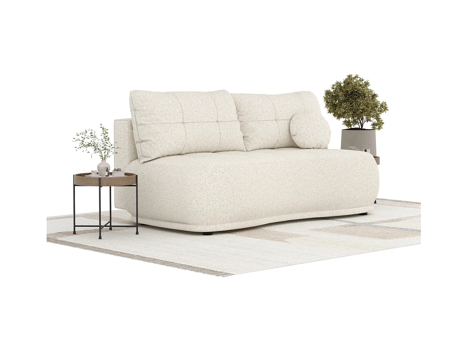 Sofa mit Schlaffunktion Cirrus - Boucle - Drei-Personen - creme