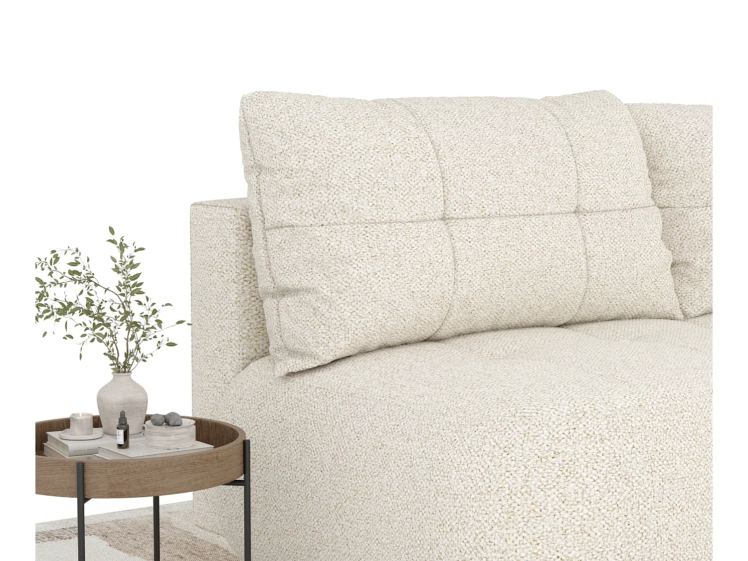Canapé convertible Cirrus - boucle - 3 places - creme