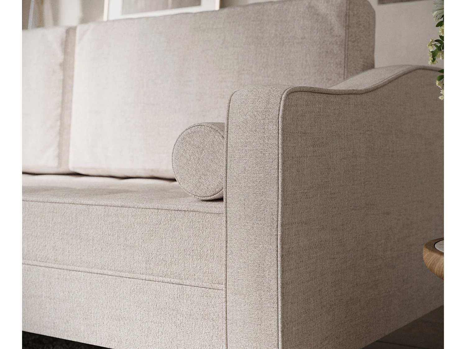 Canapé convertible Zyia - toile tissée - 3 places - beige