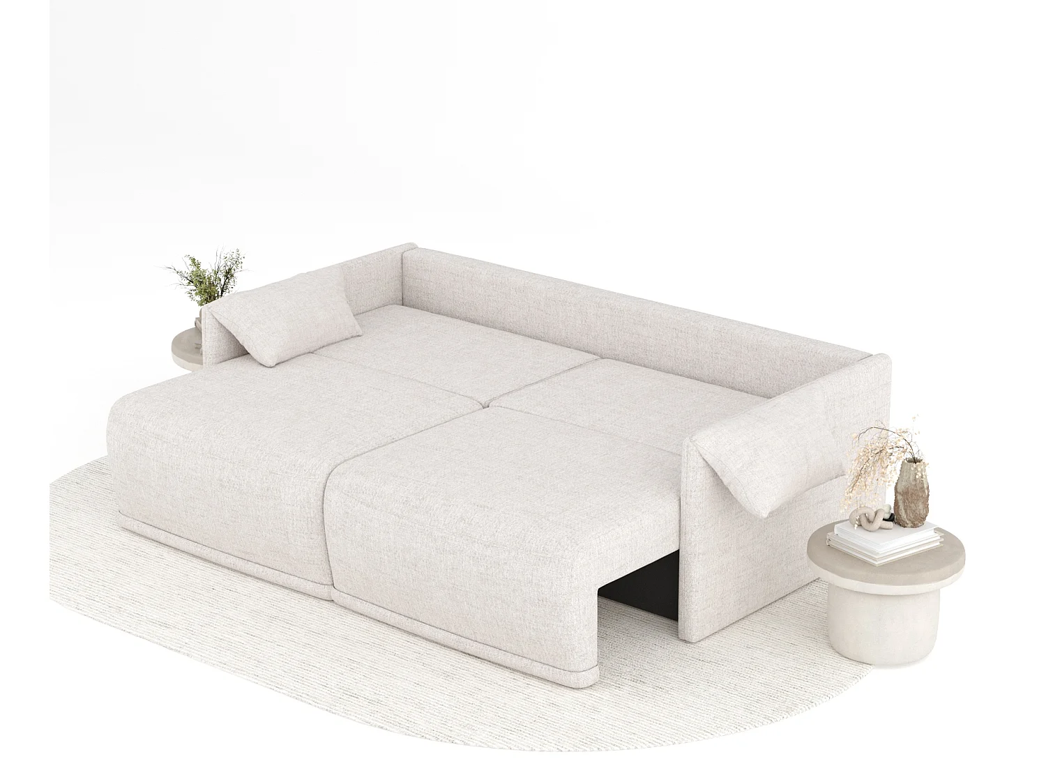 Canapé convertible Nappa - toile tissée - 3 places - beige