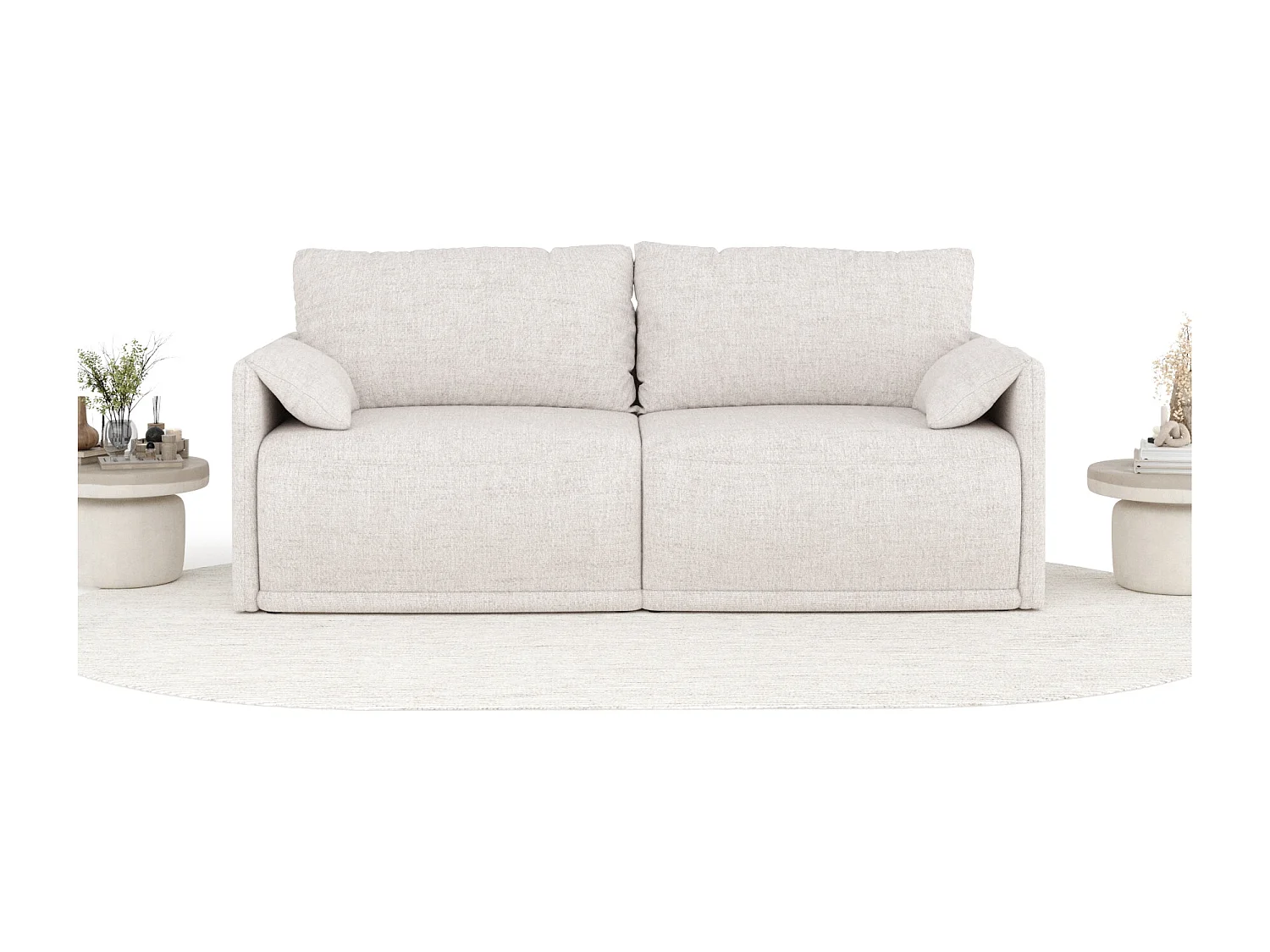 Canapé convertible Nappa - toile tissée - 3 places - beige