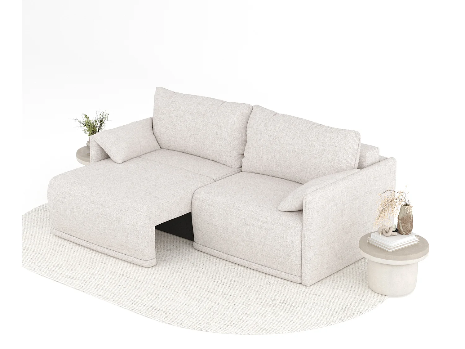 Canapé convertible Nappa - toile tissée - 3 places - beige