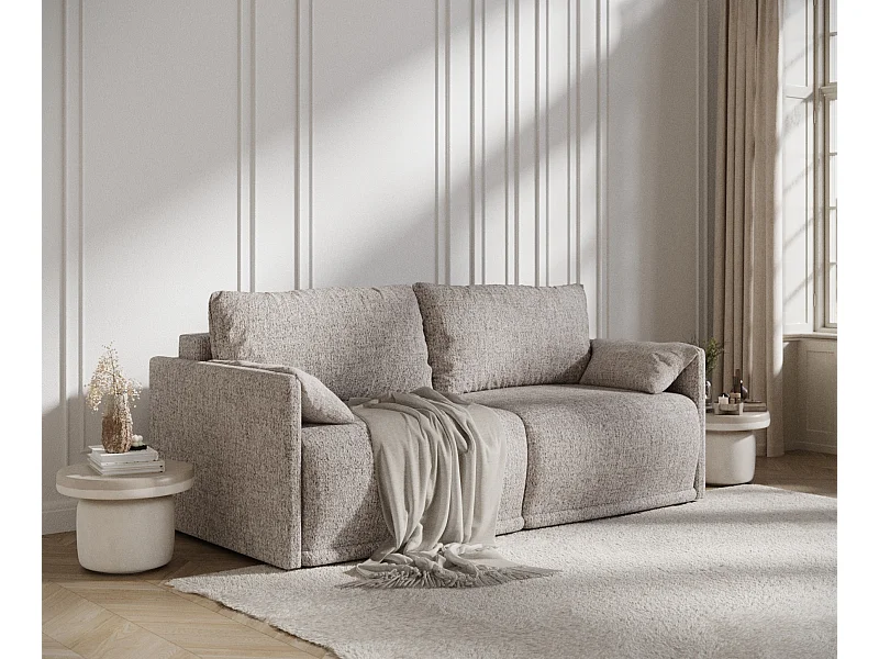 Sofa mit Schlaffunktion Nappa - Webstoff - Drei-Personen - hellbraun