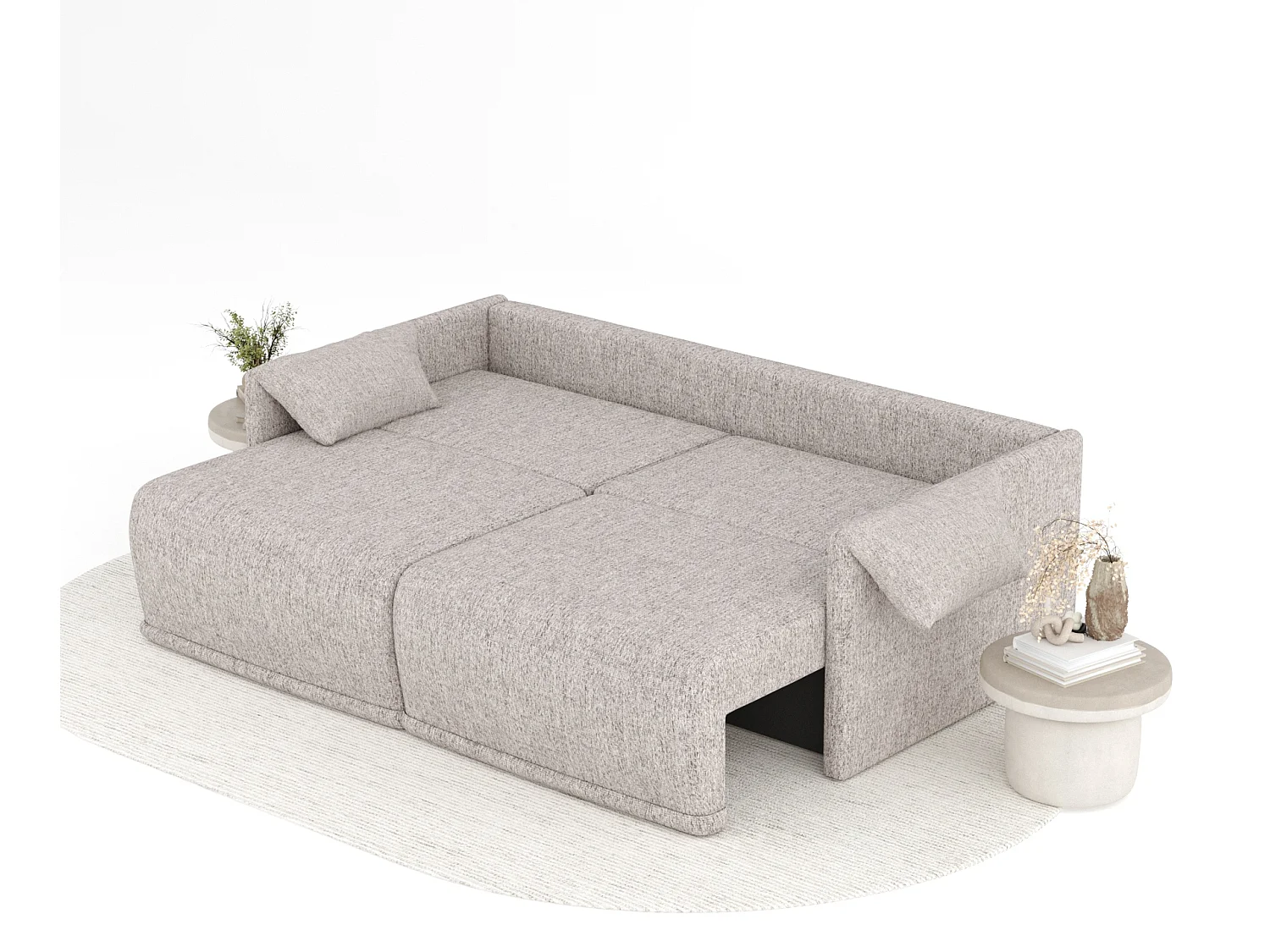 Canapé convertible Nappa - toile tissée - 3 places - brun claire