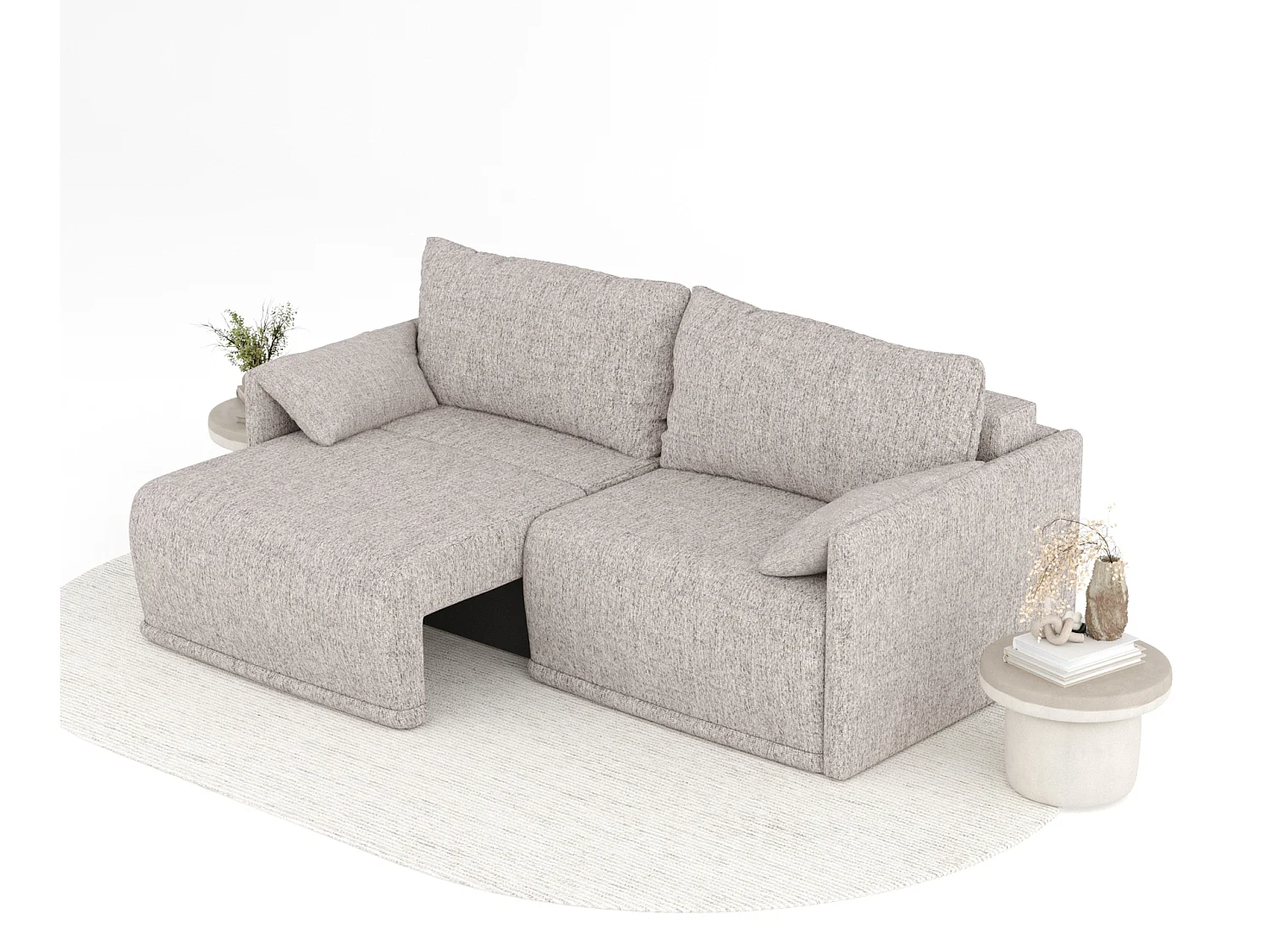 Canapé convertible Nappa - toile tissée - 3 places - brun claire