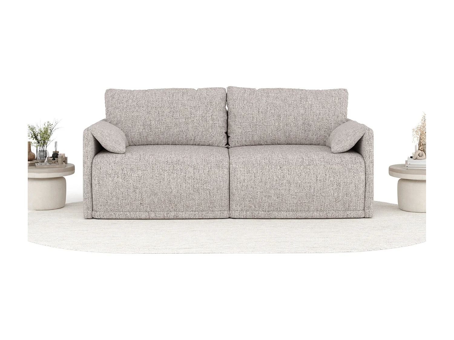 Canapé convertible Nappa - toile tissée - 3 places - brun claire