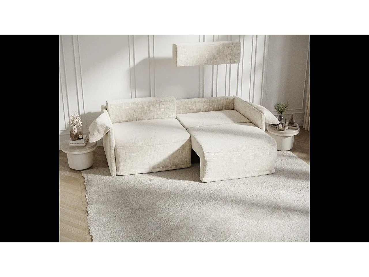 Canapé convertible Nappa - boucle - 3 places - gris