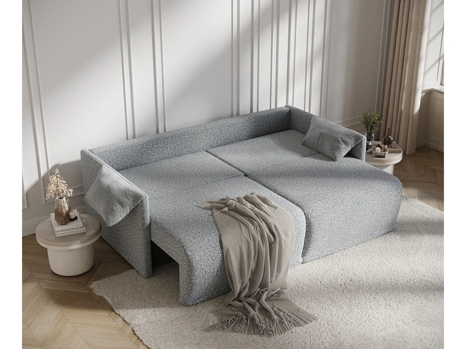 Canapé convertible Nappa - boucle - 3 places - gris