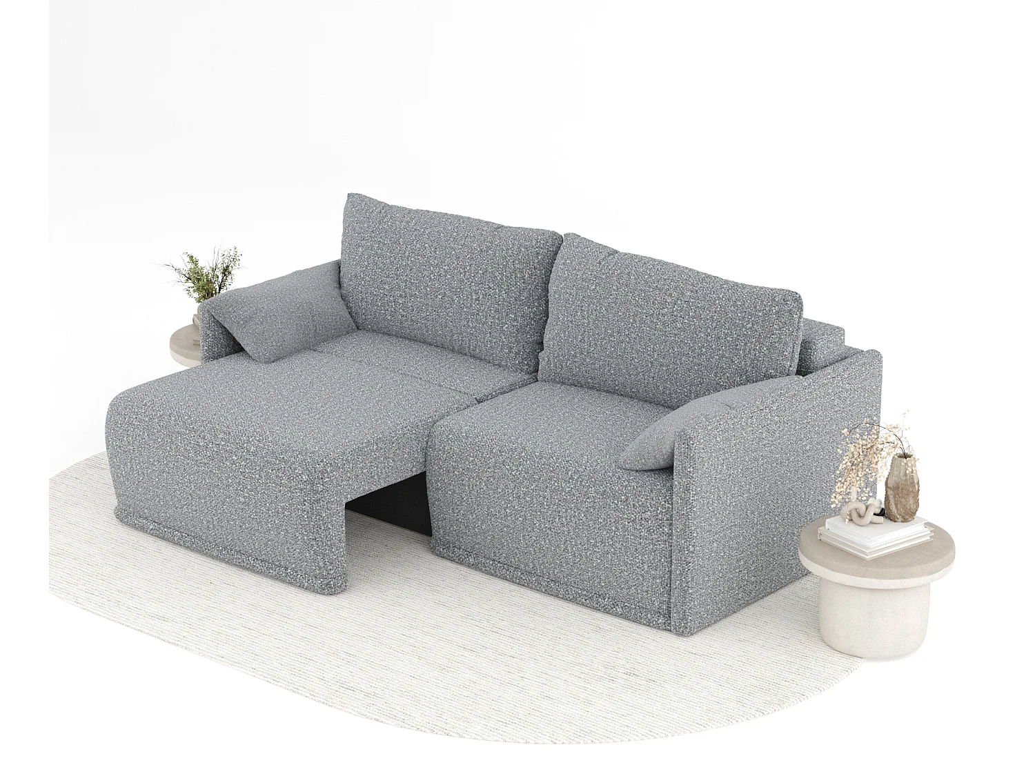 Canapé convertible Nappa - boucle - 3 places - gris