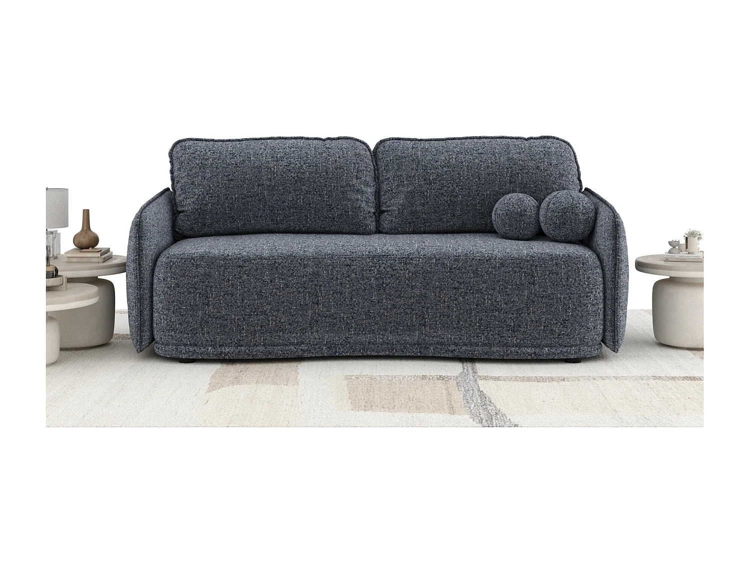 Canapé convertible Mitsis - toile tissée - 3 places - bleu marine