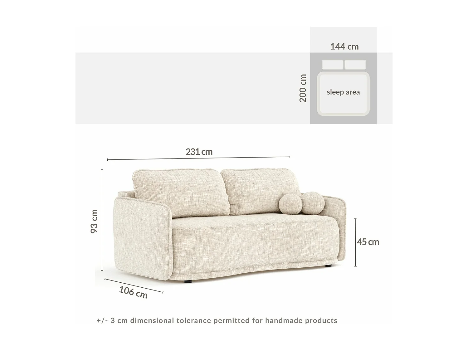 Canapé convertible Mitsis - toile tissée - 3 places - bleu marine